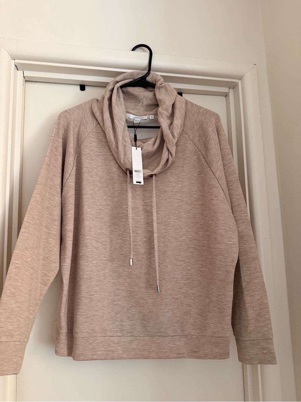 Cowl Neck Pullover Sweater - Beige